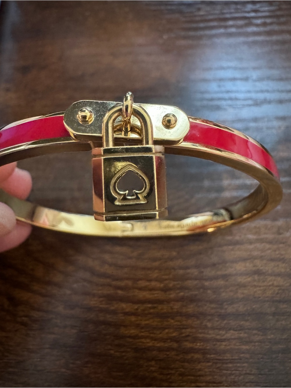 Kate Spade Lock & Spade Charm Bracelet in Red and Gold - Picture 6 of 6